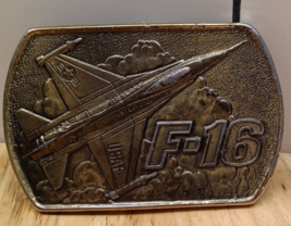 Vintage Belt Buckle F-16 Jet Airplane USAF Air Force  - $19.60