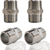 4PCS Hex Nipple 3/4&quot; Male X 3/4&quot; Male Pipe Fittings, 304 Stainless Steel 3/4 Inc - £16.50 GBP