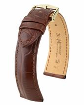 Hirsch Genuine Alligator Leather Watch Strap - Brown - M - 12mm / 10mm - Shiny G - £198.57 GBP