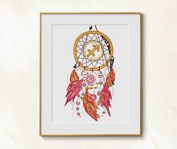 Dreamcatcher Sagittarius cross stitch pattern pdf - Feathers embroidery zodiac C - £6.38 GBP