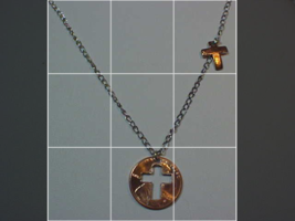 Religious Faith PENNY COIN/CROSS Cut Out In Center Pendant Silver Chain Necklace - £7.17 GBP