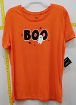 Way To Celebrate Women&#39;s &quot;BOO&quot; Ghost Halloween Crewneck T-Shirt Orange M (8-10) - $16.82