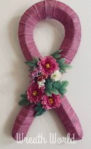 BREAST CANCER AWARENESS WREATH PINK FLOWERS GIFT THINK PINK SUPPORT - £39.32 GBP