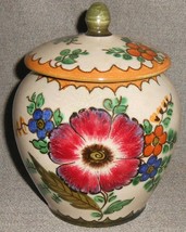 Vintage Gouda Pottery Royal Zuid Floral Jar w/LID Made In Holland - £54.43 GBP