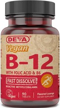 DEVA Vegan Vitamin B12 Fast Dissolve Supplement - Once-Per-Day Complex with 1000 - £15.97 GBP