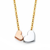14K Tri Color Gold Floating Hearts Necklace - £143.91 GBP