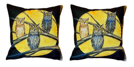 Pair of Betsy Drake Night Owls No Cord Pillows 18 Inch X 18 Inch - £63.30 GBP