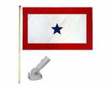 5&#39; Wood Flag Pole Kit Nylon White Bracket 3x5 Blue Star Service 1 Star P... - $24.88