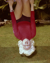 Jayne Mansfield Blonde Bombshell red Sweater Hanging Upside Down 16x20 Canvas - £55.63 GBP