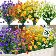 TURNMEON 20 Bundles Artificial Flowers for Outdoor Summer, Mix Colors - £19.01 GBP