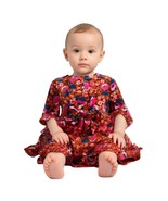 Cat &amp; Jack Red &amp; Pink Velvet floral Tie Front Dress 12M - $17.82