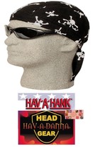 Hav-A-Danna Skull&amp;Crossbones Biker Lined Tied Fitted Bandana w/TIES Doo Do Rag - £10.21 GBP