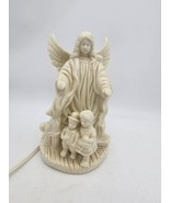 Guardian Angel and Children Vintage White Ceramic Night Light Lamp - $15.75