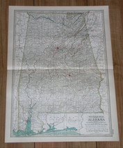 1897 Antique Dated Map Of Alabama / Mobile Montgomery Birmingham - £19.76 GBP