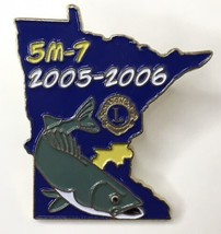 Lions Club 5M-7  2005 2006 Blue State with Fish Minnesota Lapel Pin - $12.00