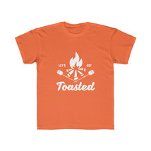 Kids Regular Fit Tee: Let&#39;s Get Toasted Marshmallows Campfire Black White Design - £16.13 GBP