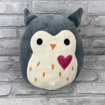 Squishmallow Gray Owl with Pink Heart 8&quot; Valentine Love Plush Stuffed Animal  - £16.23 GBP
