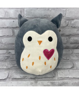 Squishmallow Gray Owl with Pink Heart 8&quot; Valentine Love Plush Stuffed An... - £15.80 GBP