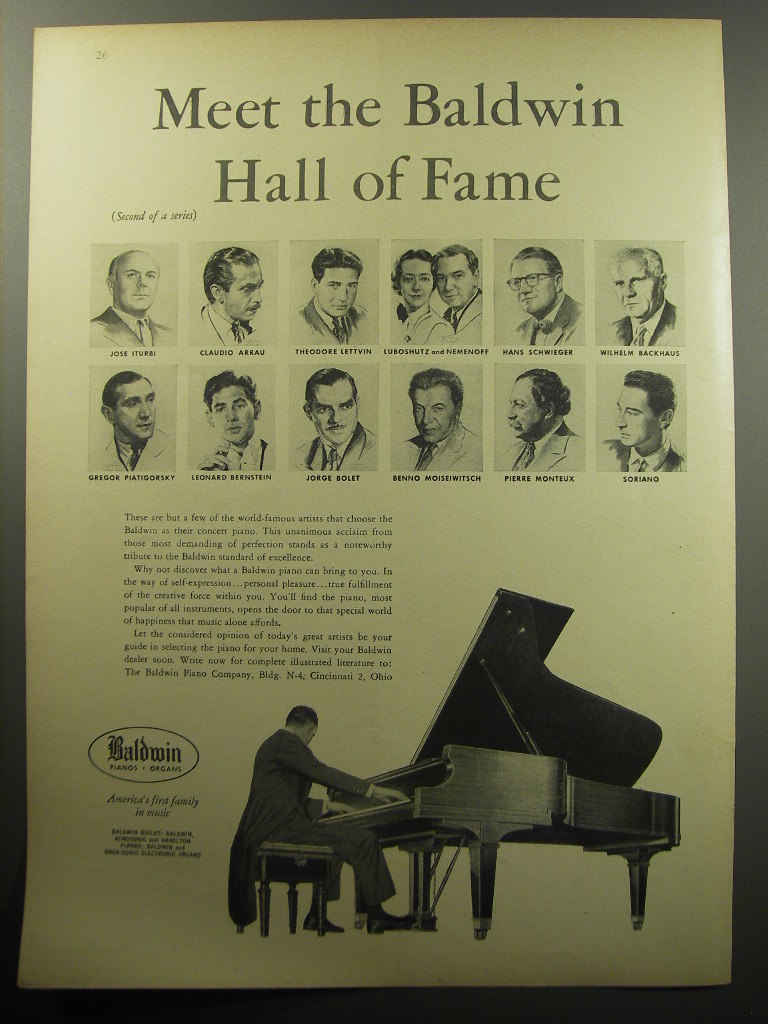 1957 Baldwin Pianos Ad - Meet the Baldwin Hall of Fame (second of a series) - £14.49 GBP