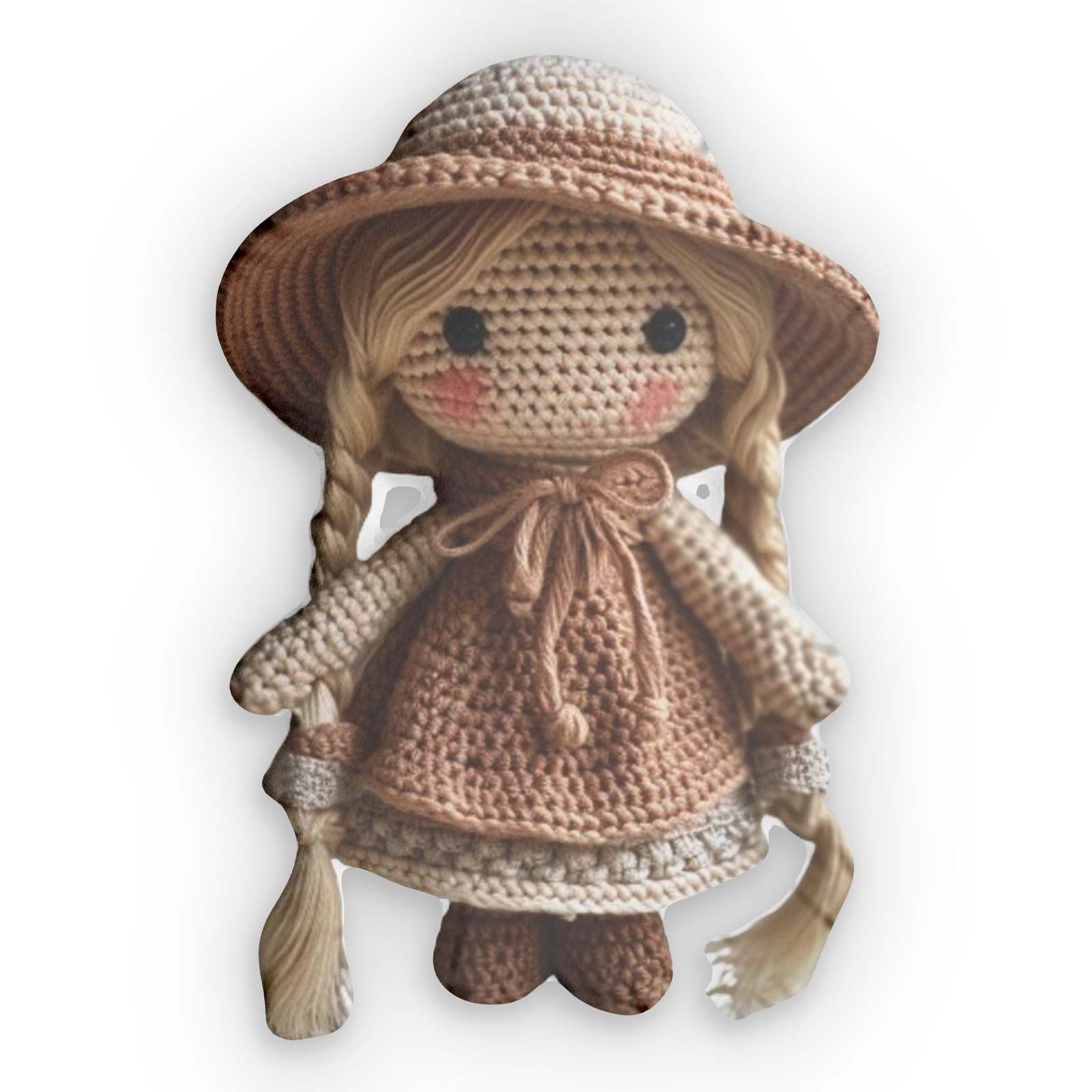 Country Doll, Crochet Farmhouse Girl, Artisanal Yarn Figurine, Rustic Dress Amig