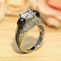Skull Engagement Ring 2.5Ct Heart Cut Simulated Diamond White Gold Plated Size 9 - £111.88 GBP
