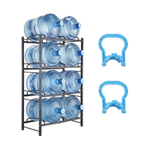 VEVOR 4-Tier 5-Gal Double-Row 8-Bottle Water Jug Rack Black Kitchen Office - $43.99