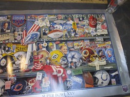 Vintage Poster Super Bowl XXV 25 Miller Lite Collage 1991 NY Giants Bills Beer - £15.56 GBP