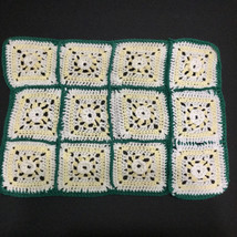 Vintage Granny Square Crocheted Small Blanket Hand Made Lap Throw 24x17 in - £11.04 GBP