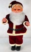 Vtg1950’s 13” Santa Claus with  Rubber Face, Plastic Body, Red Flock Velvet Suit - £49.57 GBP