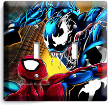 Spiderman Vs Venom Superhero Double Light Switch Wall Plate Boys Room Home Decor - £11.98 GBP