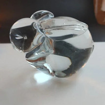 Vintage Silvestri Bunny Rabbit Paperweight Clear Glass Blown Figurine Sc... - $8.86