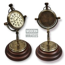 Mesa de escritorio Reloj Decoración Reloj de latón vintage Náutico Antiguo... - £35.10 GBP