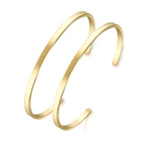 2 Pack Oval Thin Cuff Bracelet, for Girlfriend Wife - £58.05 GBP