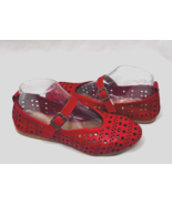 MIZ MOOZ KASS WOMEN'S PERFORETED LEATHER FLATS RED 37EU / 7US # T- 224 - $39.95