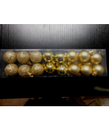 Mini Shatterproof Gold Glitter Shiny Matte Finish 1&quot; Ball Ornaments 16/Pk - €7,27 EUR