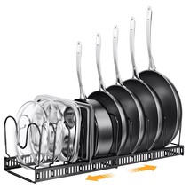 Expandable Pans And Pots Lid Organizer Rack Under Cabinet - Rubber-Dipped Pan Or - £39.15 GBP