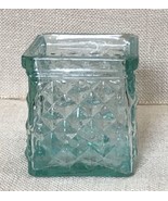 Green Tinted Recycled Glass Block Cube Candle Holder Diamond Point Class... - £13.53 GBP