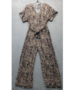 Scoop Jumpsuit Women Medium Multi Snake Print Belte Short Sleeve Cutout ... - $557.45 MXN