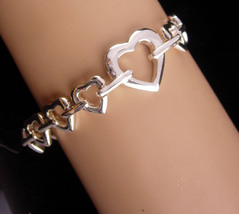 Gorgeous Heart Bracelet - silver heart charm - anniversary gift - sterling plate - £67.70 GBP