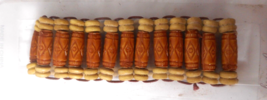 Tribal Style Wood Beaded Bracelet Plastic Brown Cream Tubes Stretchy Fashion Pcs - £4.66 GBP