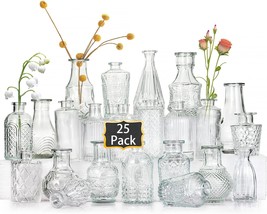 Glass Bud Vases Set Of 25, Small Clear Vases For Flowers, Bulk Vases For - £39.10 GBP