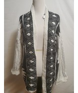 Amuse Society Dusk Cardigan Sweater Cream Black Geometric Print Sz Mediu... - $404.50 MXN