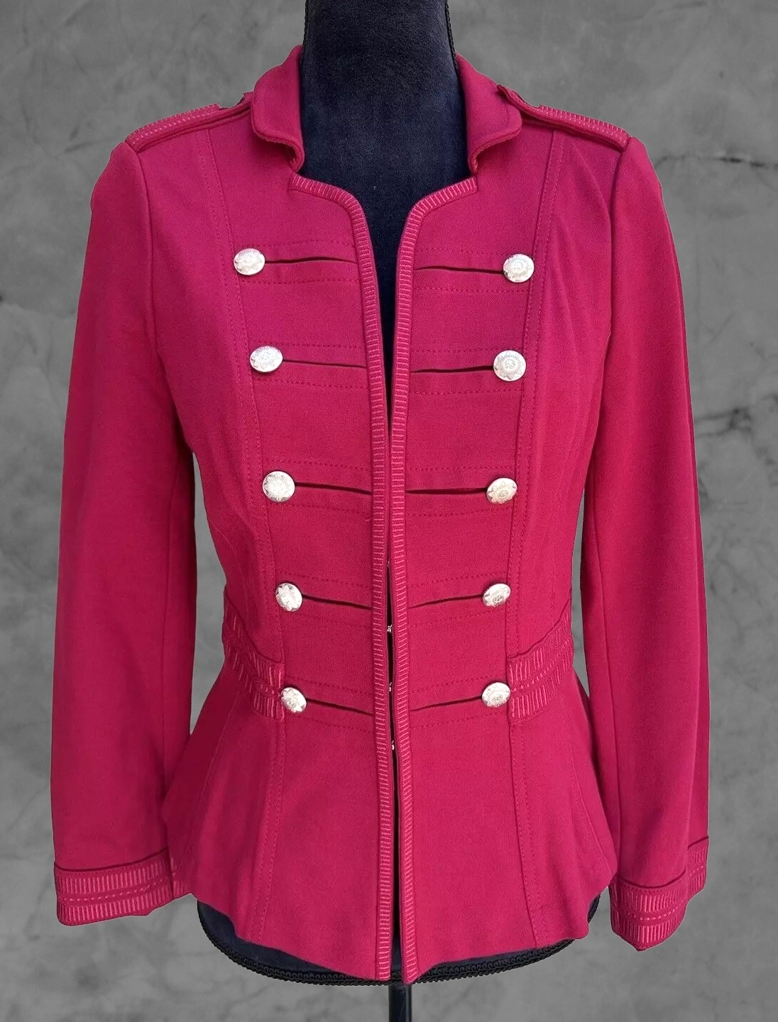 White House Black Market Raspberry Red Military Style Jacket - Women&#39;s S... - $71.20