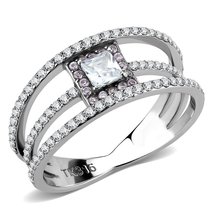 DA257 High polished (no plating) Stainless Steel Ring with AAA Grade CZ in Clear - £24.76 GBP