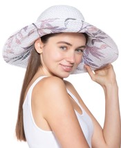 allbrand365 designer Womens Painted Print Floppy Hat,White,One Size - £34.41 GBP