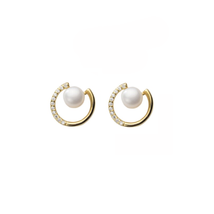 Anyco Earrings Fashion Gold New Arrival Geometry Letter C Baroque Pearl Stud  - £21.87 GBP