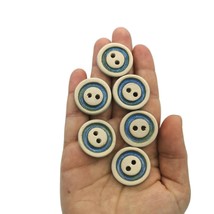 Blue Novelty Buttons 6 Pcs, Unique Handmade Clay Sewing Buttons For Crafts - £39.23 GBP