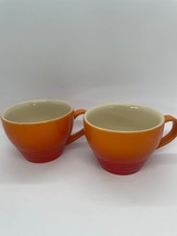 Le creuset set of 2 mugs orange flame ombré vintage mugs - £36.12 GBP