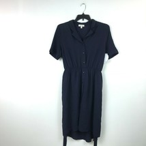 Monteau Women Plus SZ 1X Navy High Low Short Sleeve Button Up Long Dress RETAG - £16.15 GBP