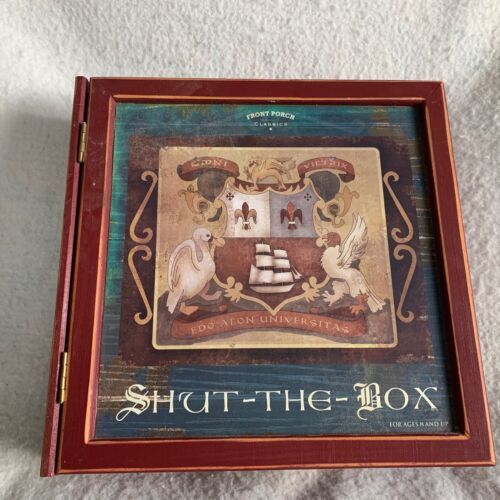 Shut the Box Board Game Bookshelf Edition Front Porch Classics Wood Complete - £29.12 GBP